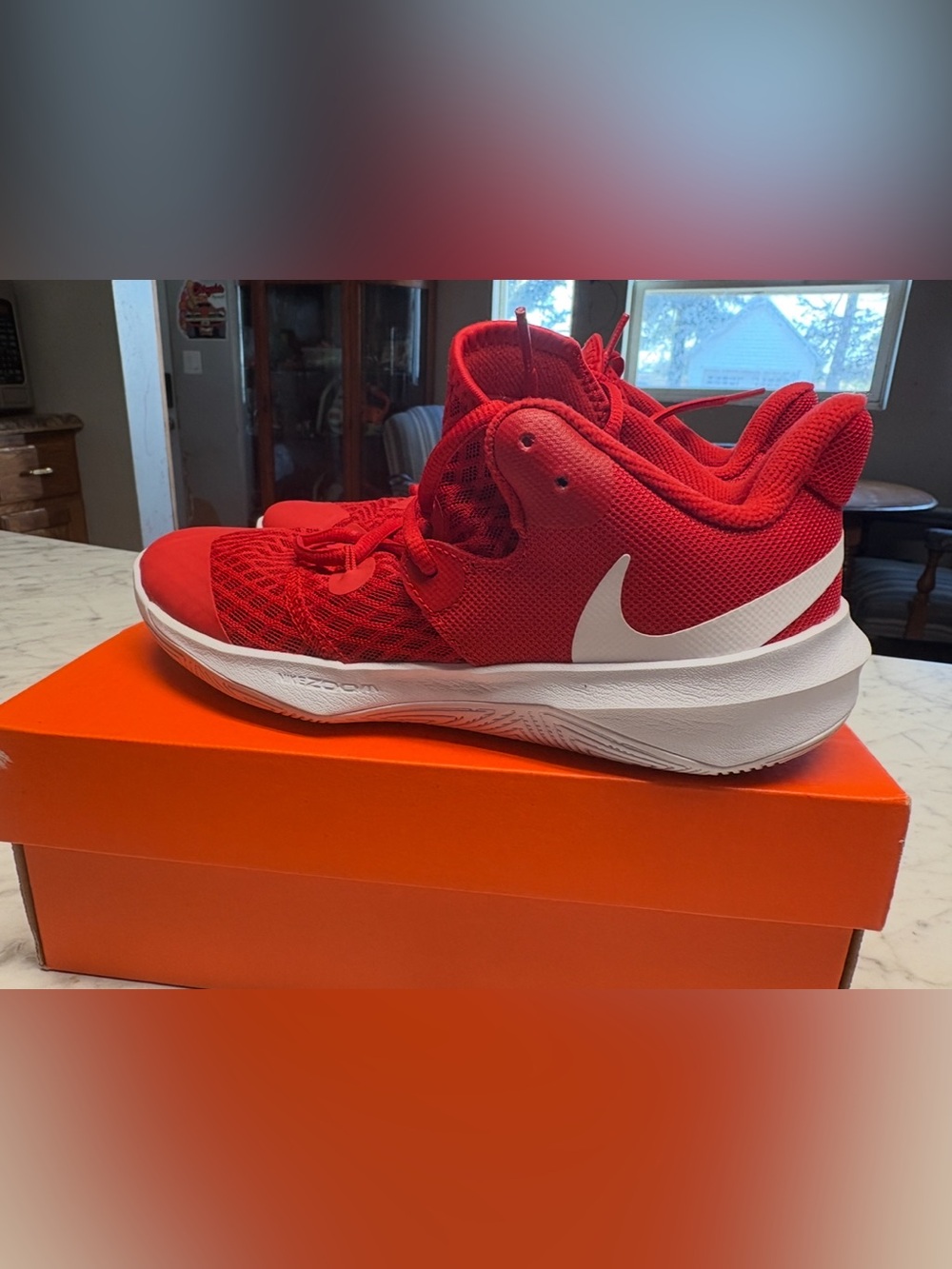Nike Red Mesh Training Sneakers with White Swoosh